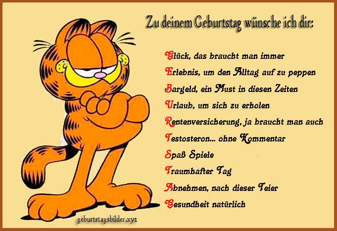 Lustige Geburtstag Bild mit Garfield