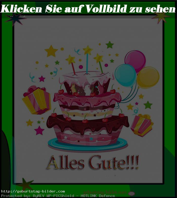 Geburtstagsbild mit Kuchen und Luftballons